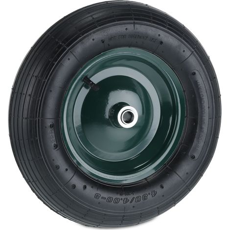 Ruota pneumatica per carriola con valvola, comfort di guida 4.80 x 4.00-8 in acciaio, verde 130010698