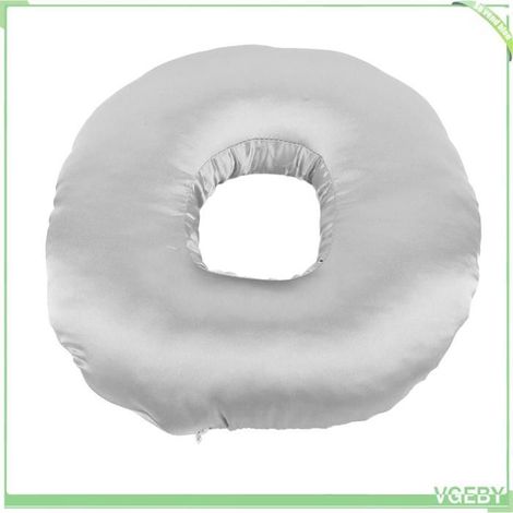 Oreiller avec trou d'oreille - FAFEICY - Gris argenté - Satin soyeux - Hypoallergénique - 28x8 cm (1/5)