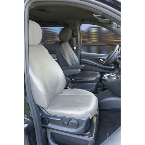 Housse de siège Transporter en simili cuir pour Mercedes-Benz Classe V 447, 1 siège individuel conducteur (évidement accoudoir droit) (1/4)
