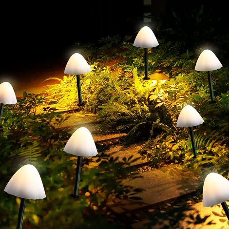 Lampes solaires d'extérieur pour jardin, lot de 12 mini lampes solaires en forme de champignons-AquaForge