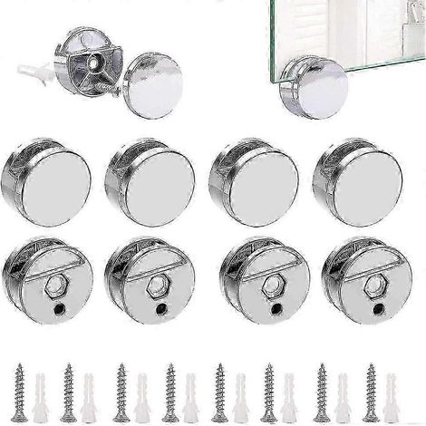 Clips pour miroirs, 8 supports d'étagère en verre en alliage de zinc, fixations pour miroirs en verre (1/5)