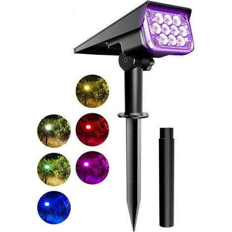 Lampe solaire murale 3W à LED avec détecteur de lumière pour jardin extérieur, cour ou aménagement paysager, étanche, à piquer (20 LED blanches) (1/5)