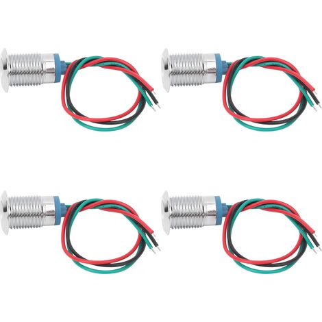 4 Sets vorverdrahtete runde LEDs wasserdicht 2-Farben-Licht gemeinsame Anode Anodenelektrode 1224V 12mm (Rot und Grün) (1/5)
