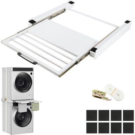 SWANEW Kit di sovrapposizione con porta-asciugamani, telaio di collegamento per lavatrice/asciugatrice, bianco (1/5)