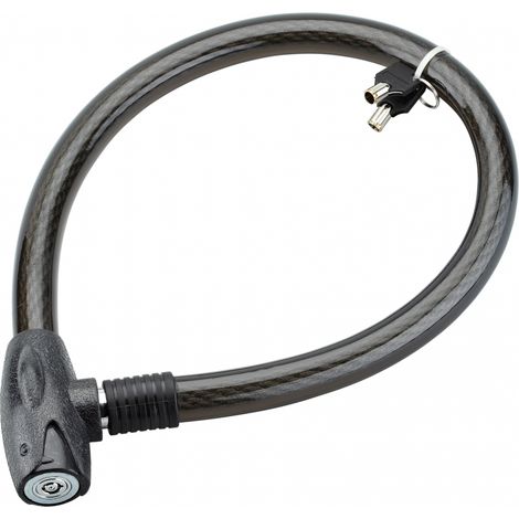 Antifurto a chiave Scorp, cavo d'acciaio blindato in guaina, bici, 25mm x 0.85m, 2 chiavi, nero - THIRARD