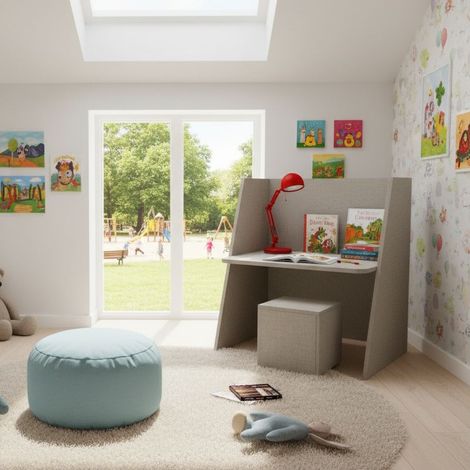 Scrivania montessori regolabile con sedia - Cresce con il tuo bambino - Effetto tessuto