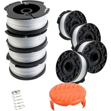 Trimmerfaden für Black & Decker AF-100, Ersatzspule, 8 Ersatzspulen mit 1 Spulenkappe und 1 Feder (1/4)