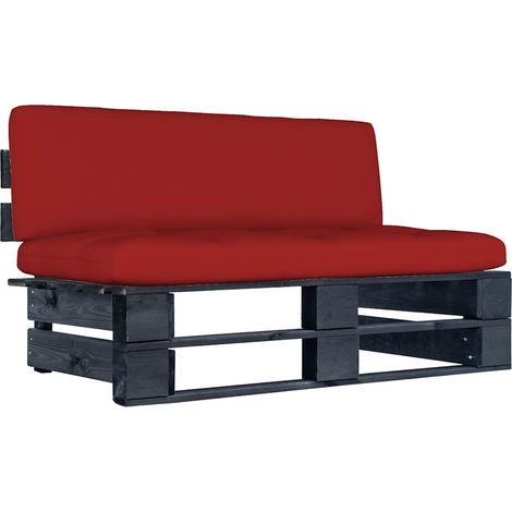 vidaXL Canapé central palette de jardin noir bois de pin imprégné (1/5)