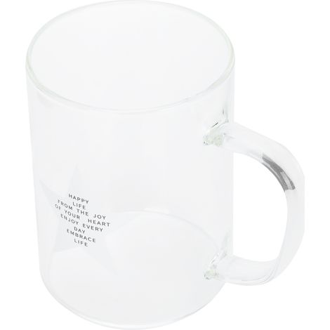 350 ml durchsichtiger Glasbecher mit Henkel, geeignet für Kaffee, Milch, Tee, fünfzackiges Sterndesign, ideal für die Küche (Einzelpackung) (1/5)