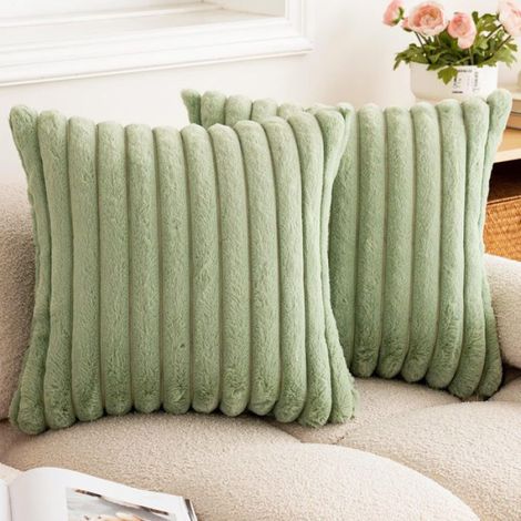 Housse De Coussin - 40x40 Cm - Velours Côtelé Avec Fermeture Éclair Cachée - Décoration Salon - Lot De 2 (1/3)