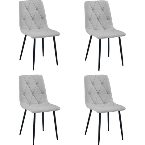 Chaise Libra - tissu gris clair / pieds noirs x 4 (1/5)