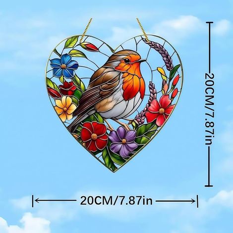 Collection Attrape-soleil Colibri JeiibrZui - Ornement effet verre acrylique - 1 pièce - Multicolore pour la décoration de fenêtre et de jardin (1/5)