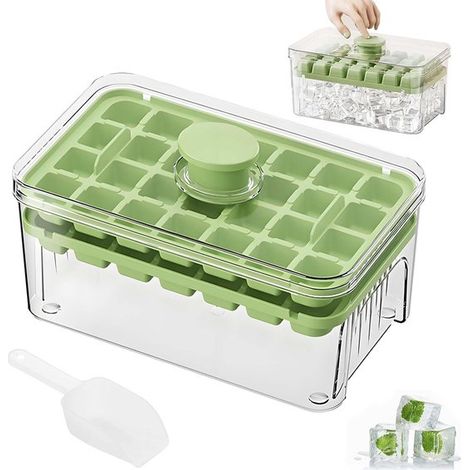 Cubitera, máquina para hacer cubitos de hielo, cubitera con tapa — Expulsa todos los cubitos en un segundo — Capacidad para 56 cubitos
