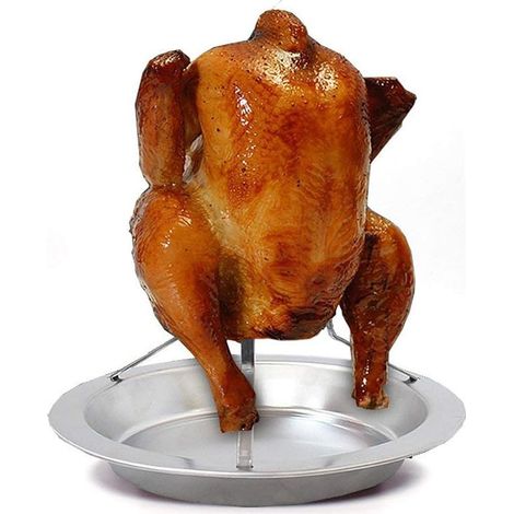 Plat de Cuisson pour Poulet, Support Vertical en Acier Lnoxydable pour Rôtir Les Poules et Les Rôtisseurs de Cuisson pour Cuisine, Artisanat, Barbecue, Accessoires de Cuisson épais (1/5)