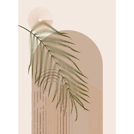 Papier peint panoramique - Feuilles Boho - 130 cm x 179 cm (1/2)