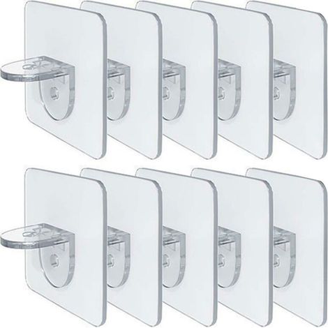 Lot de 5/10 supports d'étagère auto-adhésifs, sans perçage, pour séparateurs de placard (1/4)