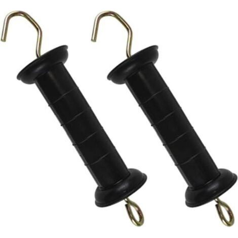 Isolierter 2-teiliger Griff für Elektrozäune, schwarzer Kunststoff-Elektrotorgriff, 25 cm, Sicherheitszubehör für Garten-, Landwirtschafts- und Pferdezäune. (1/5)