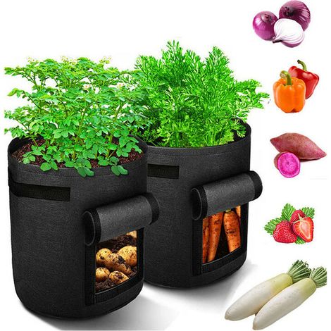 2Pcs Sac de Plantation de Pomme de Terre,10Gallons Sac de Plantation de Jardin en Non-tissés,Sac Pomme de Terre avec la fenêtre et la Poignée,Grand Sac Potager (1/5)