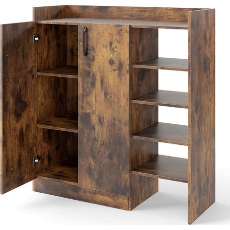 Mueble zapatero de 83 x 31 x 90 cm con estantes regulables estilo moderno fabricado en madera compuesta color café 200017637