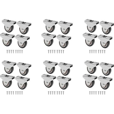 24 Pièces Mini Roulettes Roulettes de Meubles Petites Roulettes Fixes de 25 mm Roulettes Mobiles Directionnelles Roulettes Mobiles pour Meubles (1/5)