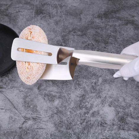 Steakzange aus Edelstahl, multifunktionaler Pfannenwender, Klammern für Fleisch, Pizzen und Kuchen (1/5)