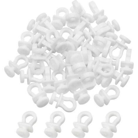 100 Pcs Crochet de Rideau Rail Glisseur Rail Rideau Poulie à Rideaux en Plastique Blanc pour Rideau de Douche Porte et Fenêtre (1/4)