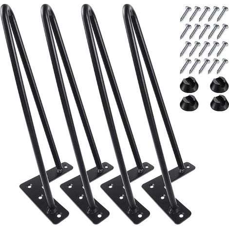 Hairpin Legs Set Metal Table Furniture Legs Table Desk Diameter Mid Century Modern Style Black (1/3)