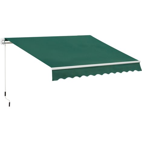 Tenda da Sole a Manovella 3x2 m ad Angolazione Regolabile, in Alluminio, Acciaio e Poliestere Verde
