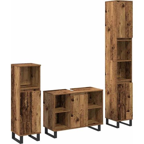 Badezimmermöbel-Set mit Regal mit Tür 3 pcs Braun Holzwerkstoff