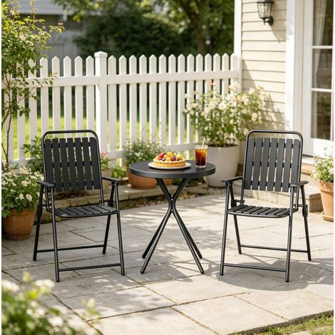 Gartenmöbel Set klappbar 3-teilig 60 x 70 cm Glas OKMYHOME (1/5)