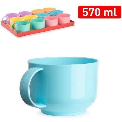 TRADE SHOP - Set 2 Pz Tazza Latte Mug Jumbo Sweet Tazzoni 570 Ml In Plastica Colorata 12479j9 -
