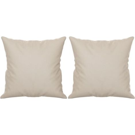 Coussins décoratifs, lot de 2, beige, 40x40 cm, tissu microfibre. (1/5)