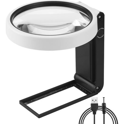 Grande loupe 4.35in 10X 30X avec lumière et Support, loupe Lumineuse LED Portable Debout, loupe de Lecture Pliante avec pour Les Seniors Lire, Point de Croix, Carte, Bijoux (1/5)