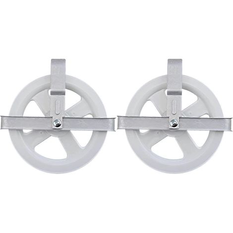 Lot de 2 poulies pour étendoir à linge, en plastique résistant aux chocs, pour séchage extérieur du linge, roue de 1,5 m. (1/5)