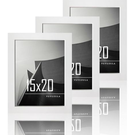 Bilderrahmen Fotorahmen Holzrahmen MDF 3er Set 6x8 Zoll Weiß 15x20cm (1/5)