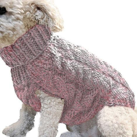 Gilet sans manches chaud pour chien, manteau doux en laine tricotée, pull d'hiver en tricot crocheté pour chiens de petite, moyenne et grande taille - L - rose foncé (1/5)