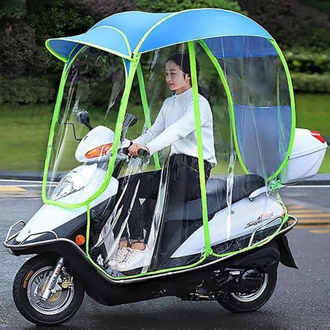 Pare-Soleil De Mobilité Entièrement Fermé Pour Scooter À Moteur Et Housse De Pluie Imperméable, Housse De Pluie Pour Moto, Auvent Universel Pliable Et Imperméable Pour Scooter De Mobilité,Bleu,B (1/5)