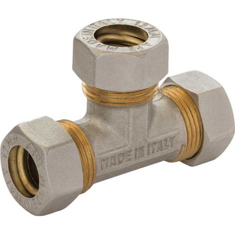 TEE CON 3 DADI A COMPRESSIONE O-RING PER TUBO RAME APE Ø28 x Ø28 x Ø28 mm