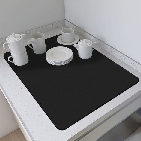LAN Pure Black 50x80cm (Diatomeenerde) Absorptionsmatte aus Kieselgur, einfarbig, hochtemperaturbeständig, wärmeisolierend, für Haushalte, Restaurants und Spülbecken. (1/5)