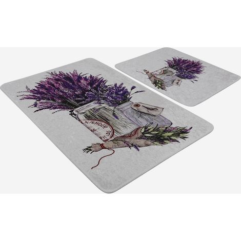 Set Badematten rutschfest waschbar in der Waschmaschine Purpura (1/5)