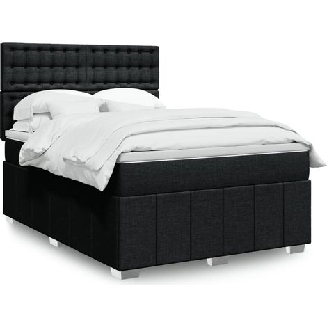 Boxspringbett mit Matratze Schwarz 140x200 cm Stoff