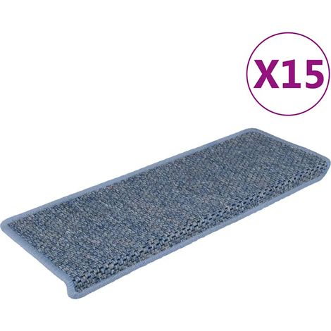 Tapis d'escalier autocollants 15 pcs 65x21x4 cm Bleu vidaXL (1/6)
