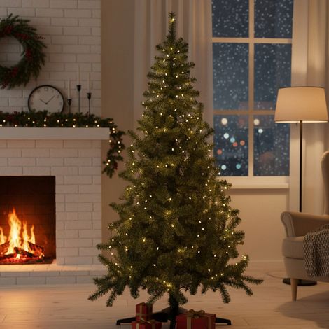 Albero di Natale 150 cm Jingles, 36 Rami, Apertura Rami Singoli Made in Italy, 150h cm Verde (1/5)