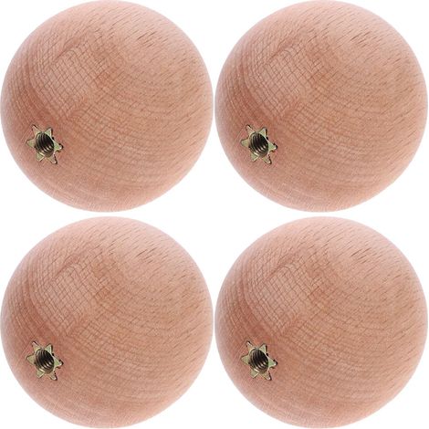 Lot de 4 Boutons de Meuble en Hêtre 38 Mm, Boules en Bois Naturel pour Poignées de Tiroir, Poignées de Commode et Loisirs Créatifs, Boutons de Porte de Meuble Cuisine et Placard (1/5)