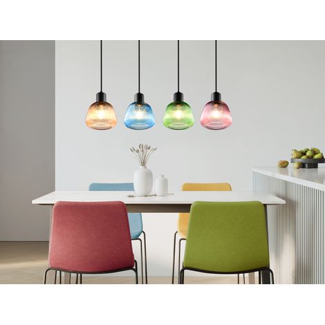 Pendelleuchte QUENYA mit Glasschirmen Bunt 4-flammig, Breite 90cm (1/5)