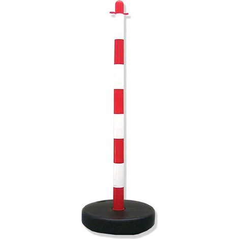 Paletto Segnaletico Bianco e Rosso con Base Riempibile – H 90 cm