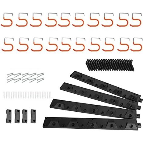 Organisateur d'outils mural, système de rangement réglable pour outils jardin, organisation garage avec crochets pelle, râteau, balai, serpillière, robuste, 4 - (1/5)