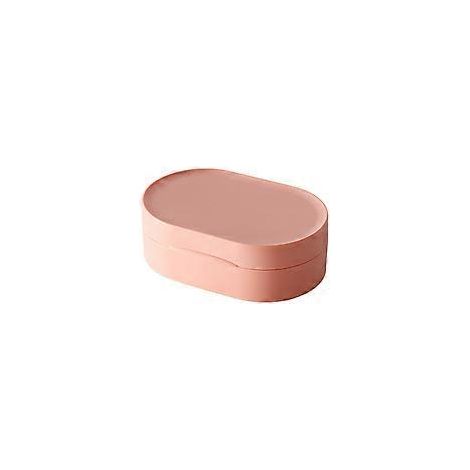 Ellipse 2er-Set Duschseifenschalen, runde und ovale Seifenbox, Reiseseifenschale aus Kunststoff (Rosa)