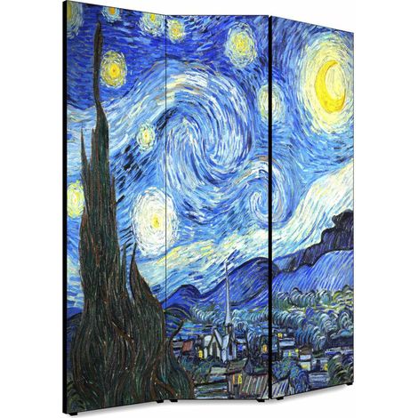 Lupia - Separe' per interni, Divisorio 135,6 x H 176 x P 3,1 cm NOTTE STELLATA paravento 3 Ante in legno con Tele stampate fronte retro Soggetto unico (1/4)
