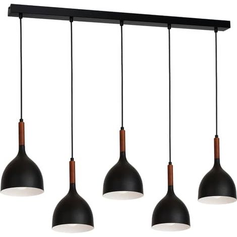 Suspension Luminex Noak Wood noire bois foncé 5xE27